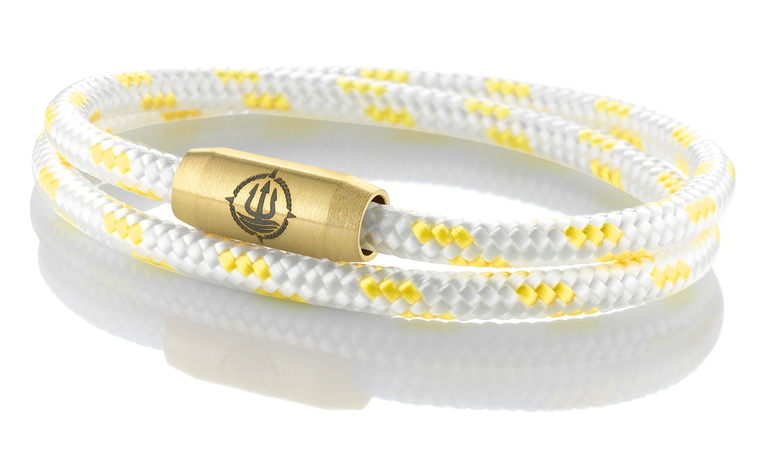 Segeltau Armband "Rügen" weiß-gelb 4mm Armband aus maritimen Segeltau der Marke Seemannsgarn by Q-Sportz _ Modell "Rügen" weiß-gelb
