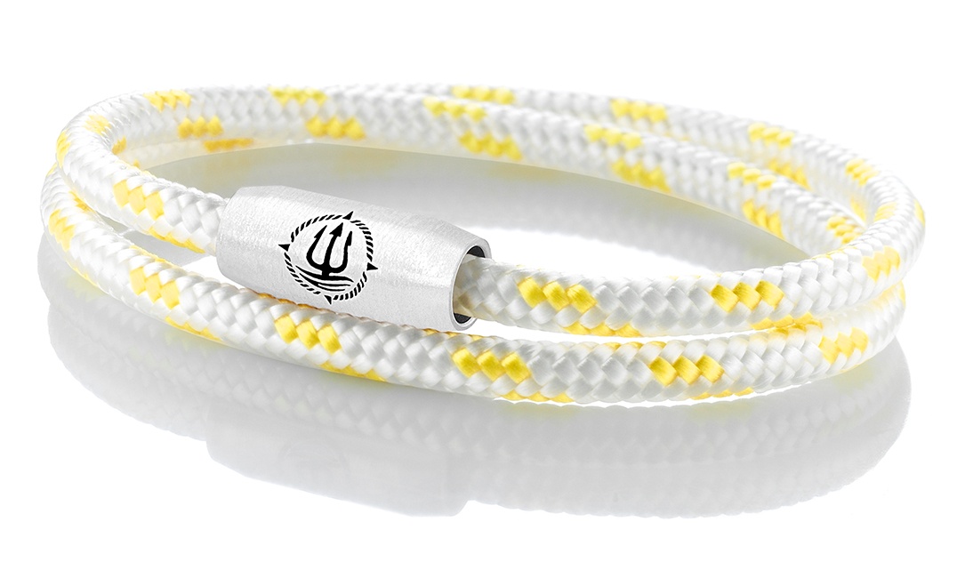 Segeltau Armband "Rügen" weiß-gelb 4mm