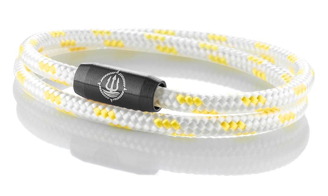 Segeltau Armband "Rügen" weiß-gelb 4mm Armband aus maritimen Segeltau der Marke Seemannsgarn by Q-Sportz _ Modell "Rügen" weiß-gelb