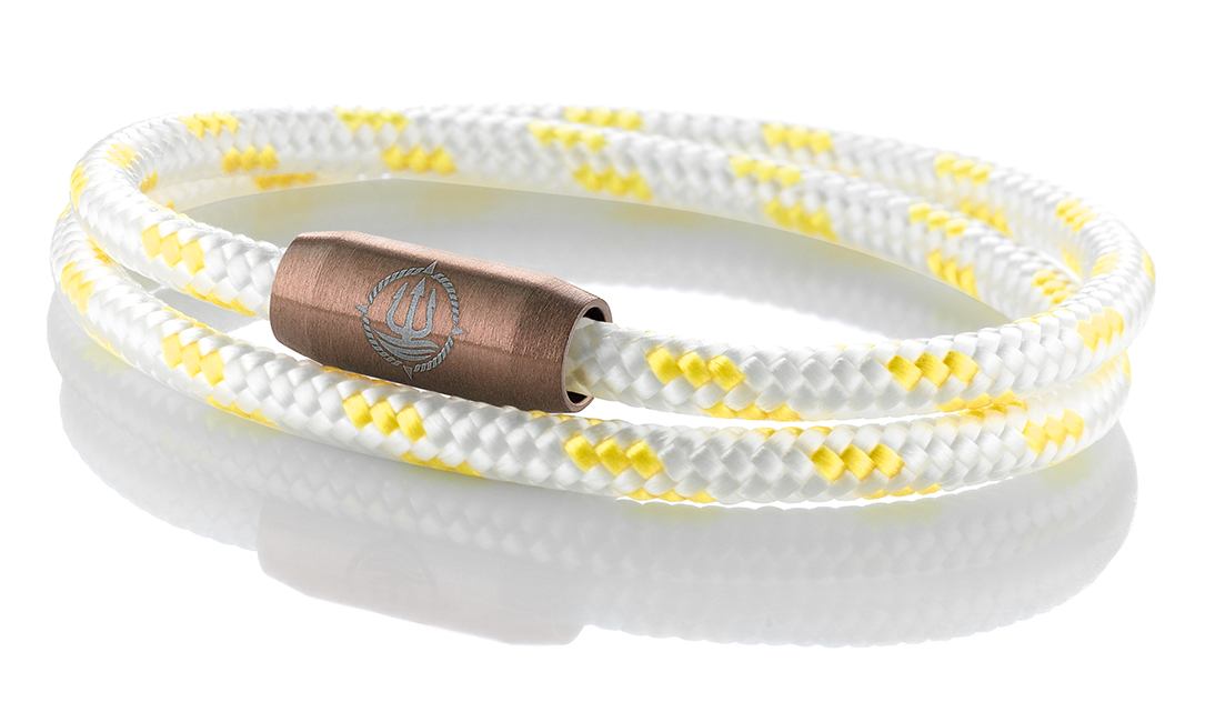 Segeltau Armband "Rügen" weiß-gelb 4mm Armband aus maritimen Segeltau der Marke Seemannsgarn by Q-Sportz _ Modell "Rügen" weiß-gelb