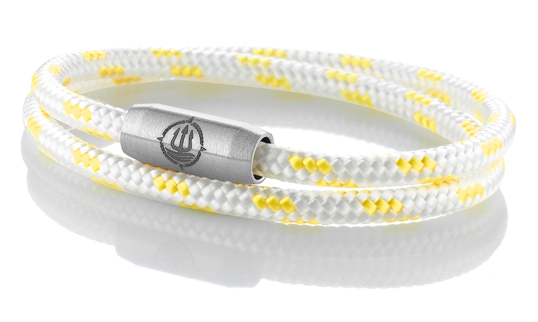 Segeltau Armband "Rügen" weiß-gelb 4mm Armband aus maritimen Segeltau der Marke Seemannsgarn by Q-Sportz _ Modell "Rügen" weiß-gelb