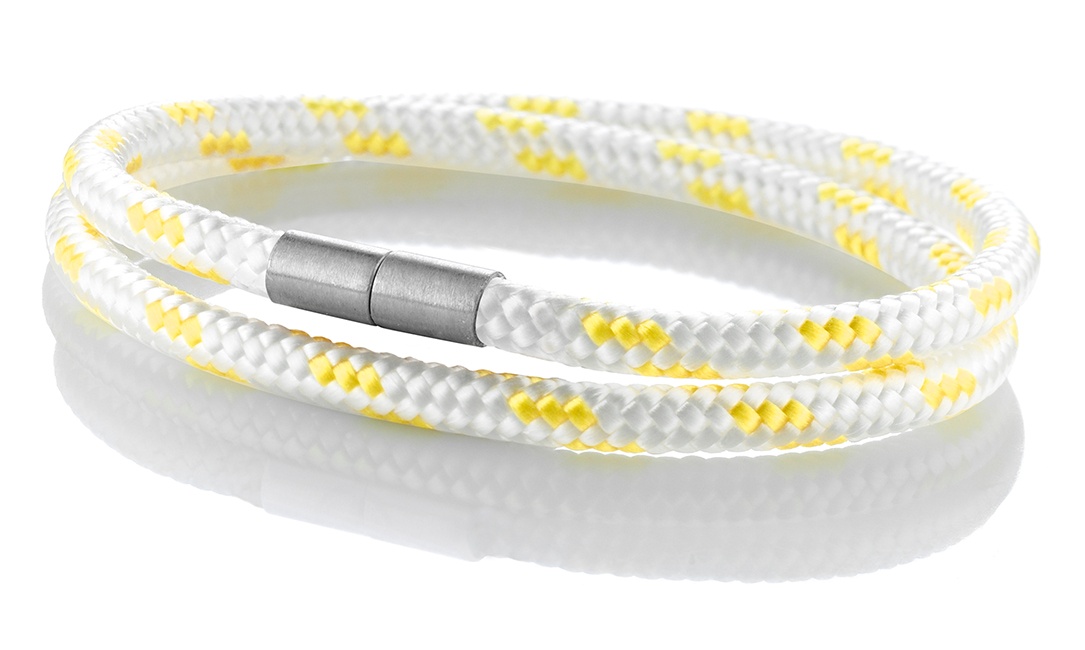Segeltau Armband "Rügen" weiß-gelb 4mm Armband aus maritimen Segeltau der Marke Seemannsgarn by Q-Sportz _ Modell "Rügen" weiß-gelb