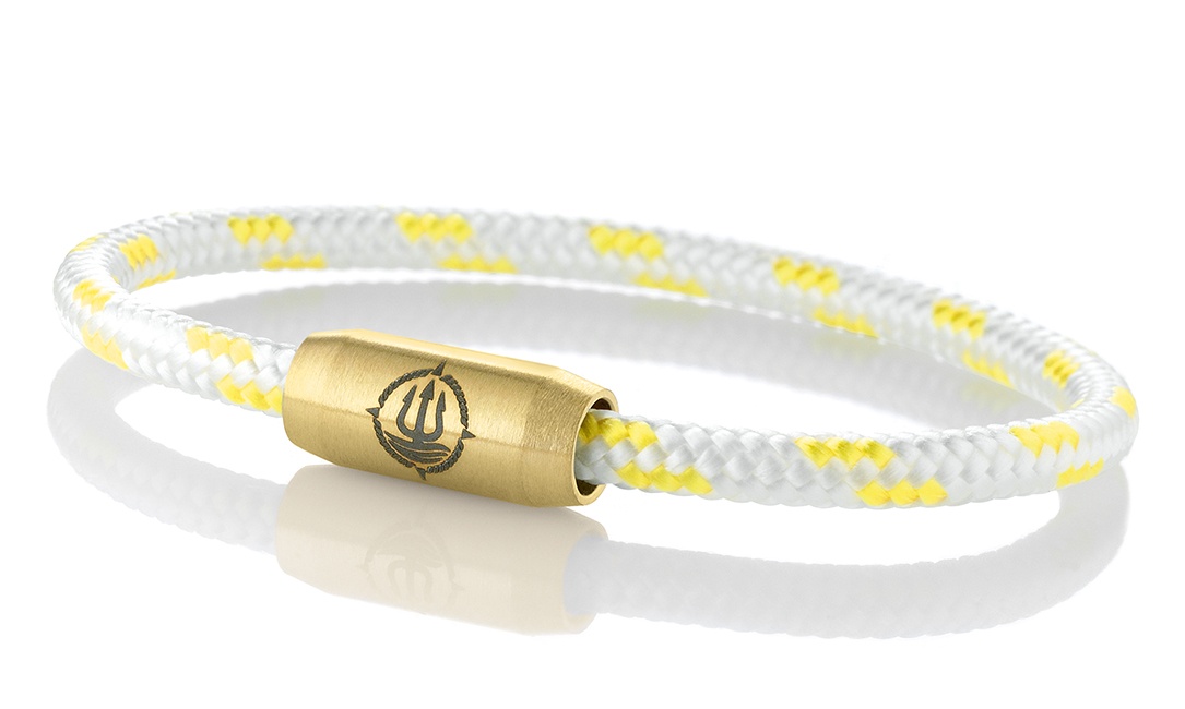 Segeltau Armband "Rügen" weiß-gelb 4mm Armband aus maritimen Segeltau der Marke Seemannsgarn by Q-Sportz _ Modell "Rügen" weiß-gelb