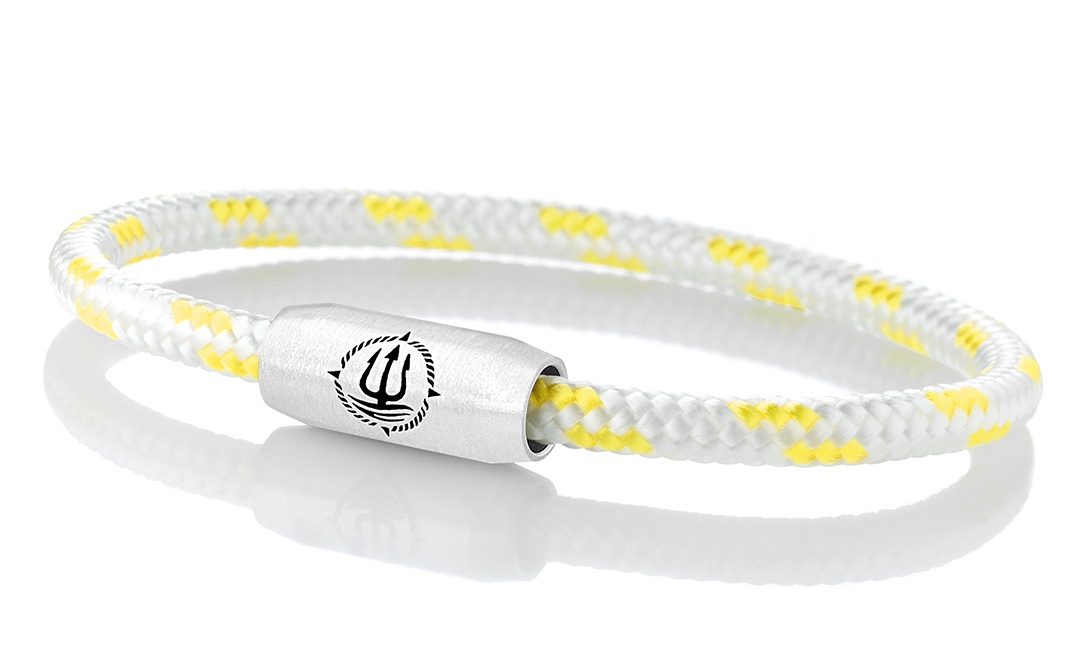 Segeltau Armband "Rügen" weiß-gelb 4mm