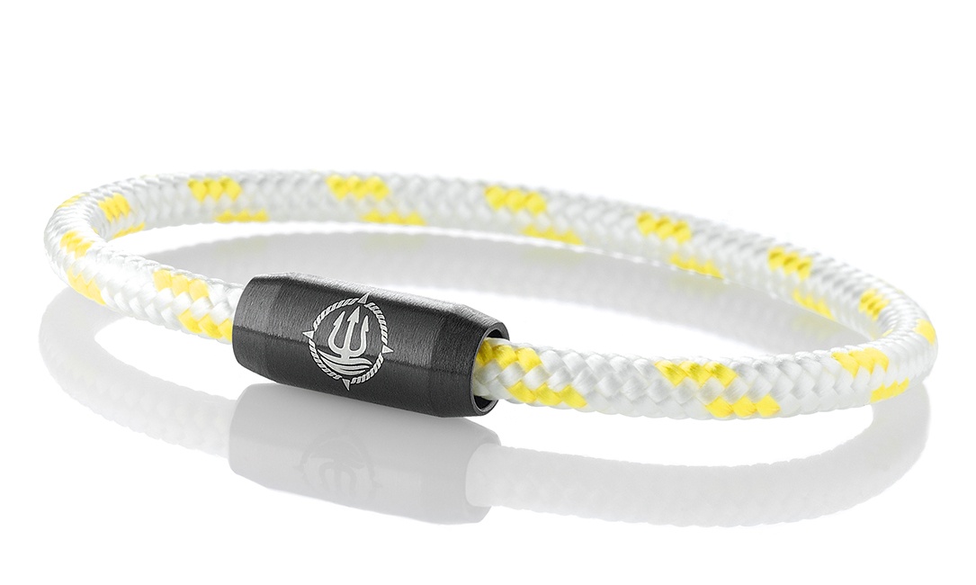 Segeltau Armband "Rügen" weiß-gelb 4mm Armband aus maritimen Segeltau der Marke Seemannsgarn by Q-Sportz _ Modell "Rügen" weiß-gelb