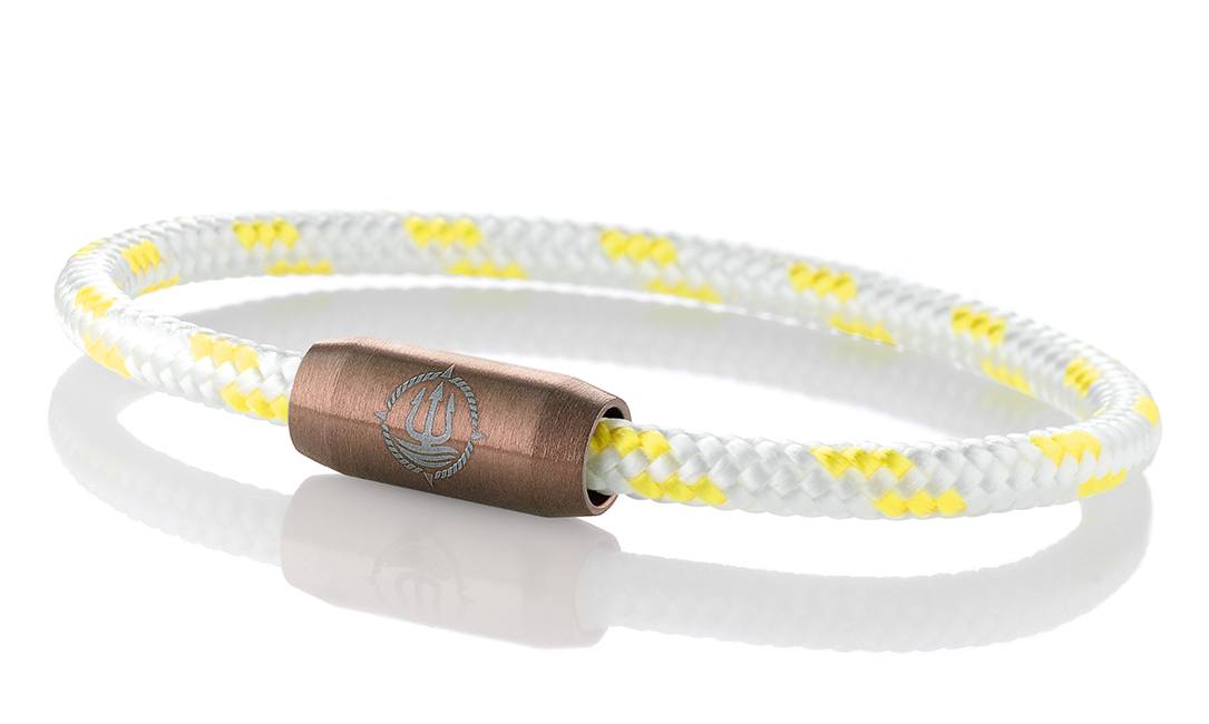 Segeltau Armband "Rügen" weiß-gelb 4mm Armband aus maritimen Segeltau der Marke Seemannsgarn by Q-Sportz _ Modell "Rügen" weiß-gelb