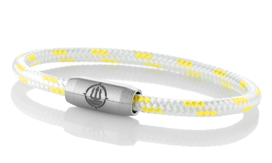 Segeltau Armband "Rügen" weiß-gelb 4mm Armband aus maritimen Segeltau der Marke Seemannsgarn by Q-Sportz _ Modell "Rügen" weiß-gelb