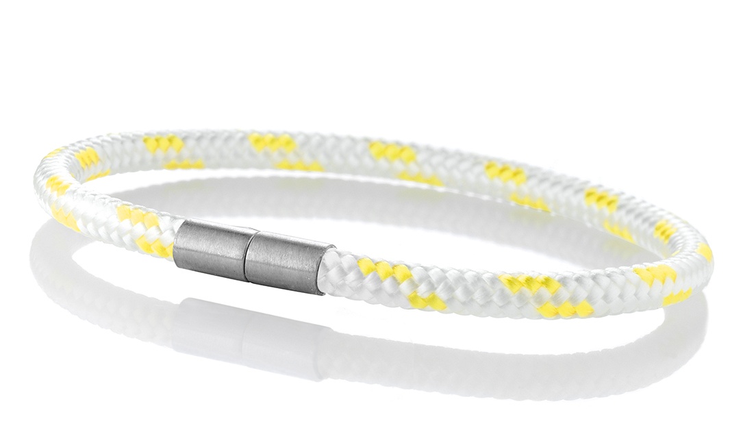 Segeltau Armband "Rügen" weiß-gelb 4mm Armband aus maritimen Segeltau der Marke Seemannsgarn by Q-Sportz _ Modell "Rügen" weiß-gelb
