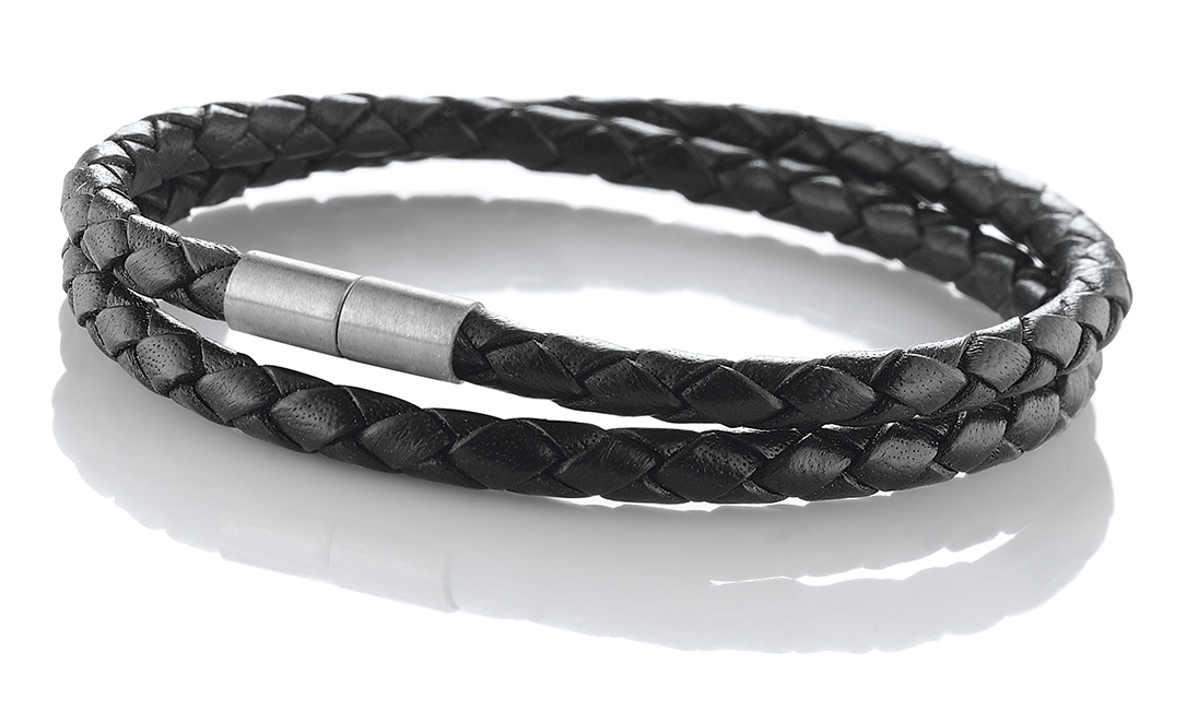 Leder Armband "Sylt" schwarz 4mm Armband aus Leder der Marke Seemannsgarn by Q-Sportz _- Modell "Sylt" schwarz