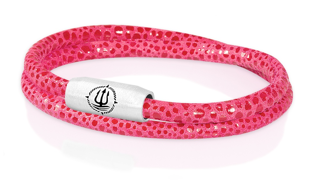 Leder Armband mit Rochen-Optik "Sylt" pink 4mm