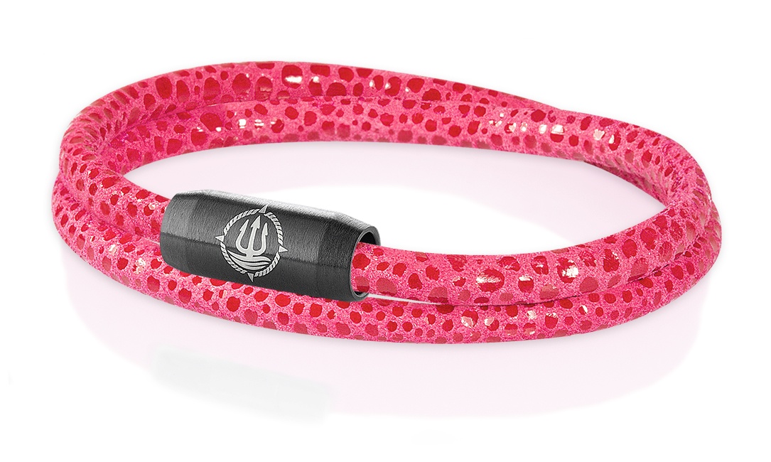 Leder Armband mit Rochen-Optik "Sylt" pink 4mm