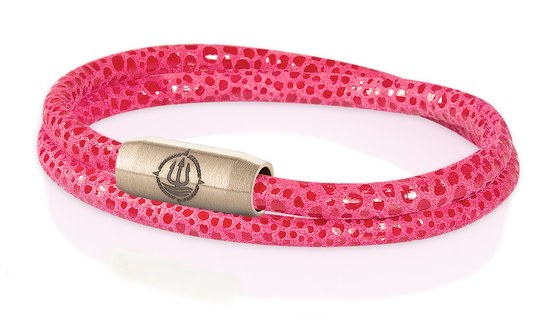 Leder Armband mit Rochen-Optik "Sylt" pink 4mm