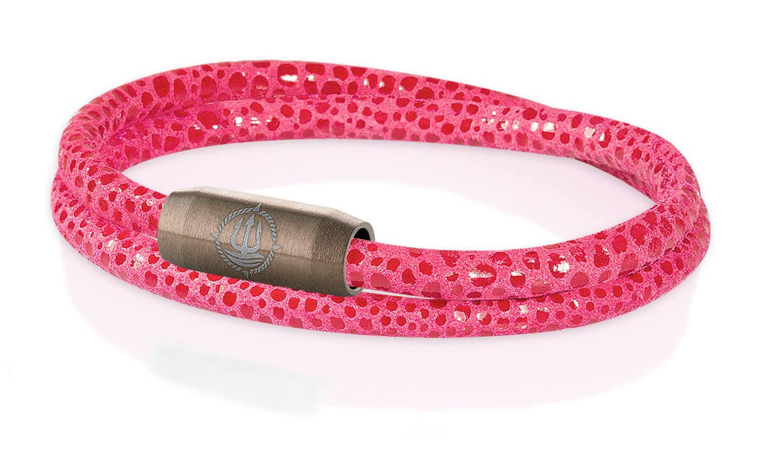Leder Armband mit Rochen-Optik "Sylt" pink 4mm