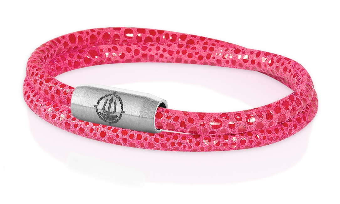 Leder Armband mit Rochen-Optik "Sylt" pink 4mm