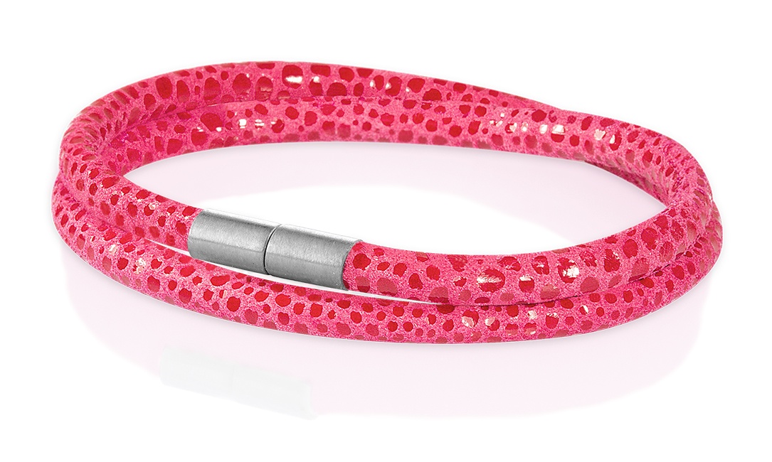 Leder Armband mit Rochen-Optik "Sylt" pink 4mm
