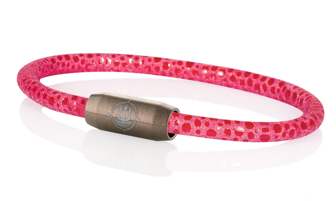 Leder Armband mit Rochen-Optik "Sylt" pink 4mm