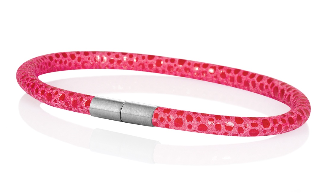 Leder Armband mit Rochen-Optik "Sylt" pink 4mm