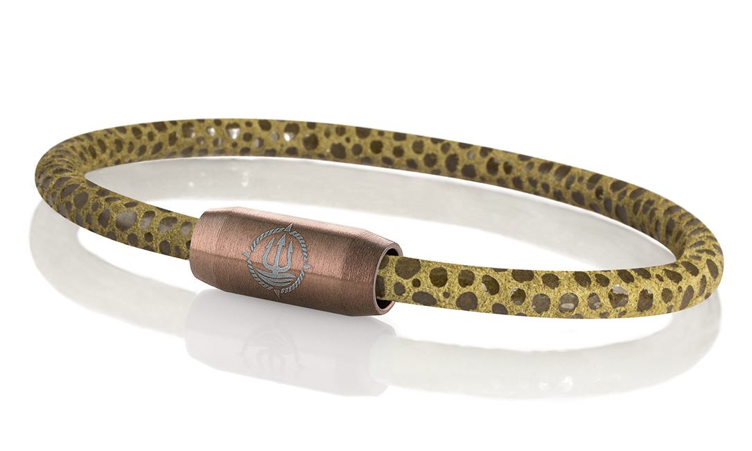 Leder Armband mit Rochen-Optik "Sylt" braun 4mm Armband aus Rochenleder der Marke Seemannsgarn by Q-Sportz _ Modell "Sylt" braun