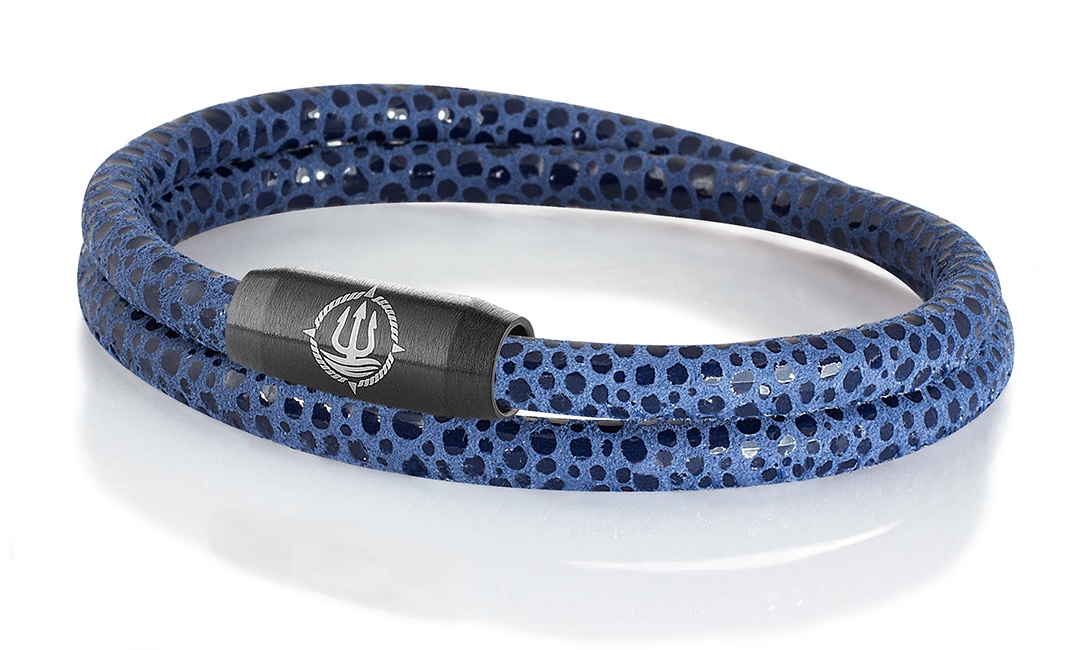 Leder Armband mit Rochen-Optik "Sylt" navy-blau 4mm Armband aus Rochenleder der Marke Seemannsgarn by Q-Sportz _ Modell "Sylt" navy-blau