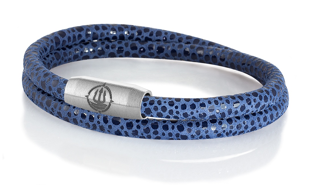 Leder Armband mit Rochen-Optik "Sylt" navy-blau 4mm Armband aus Rochenleder der Marke Seemannsgarn by Q-Sportz _ Modell "Sylt" navy-blau