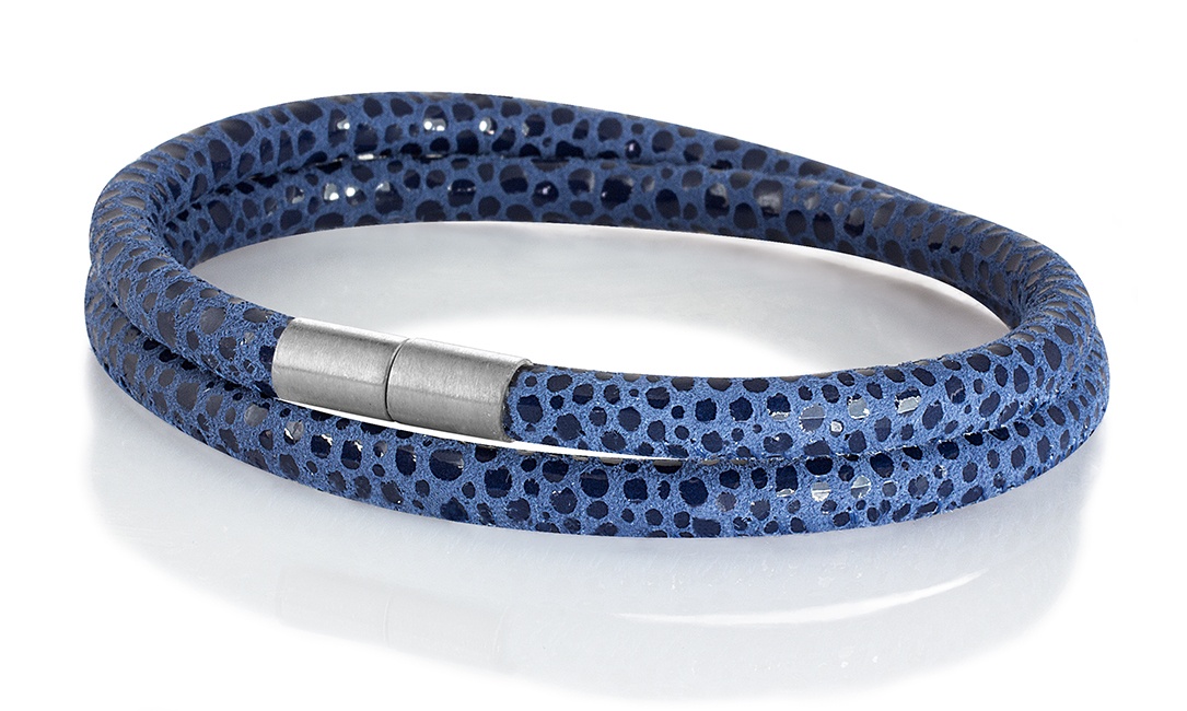 Leder Armband mit Rochen-Optik "Sylt" navy-blau 4mm Armband aus Rochenleder der Marke Seemannsgarn by Q-Sportz _ Modell "Sylt" navy-blau