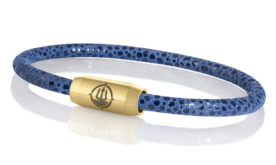 Leder Armband mit Rochen-Optik "Sylt" navy-blau 4mm Armband aus Rochenleder der Marke Seemannsgarn by Q-Sportz _ Modell "Sylt" navy-blau