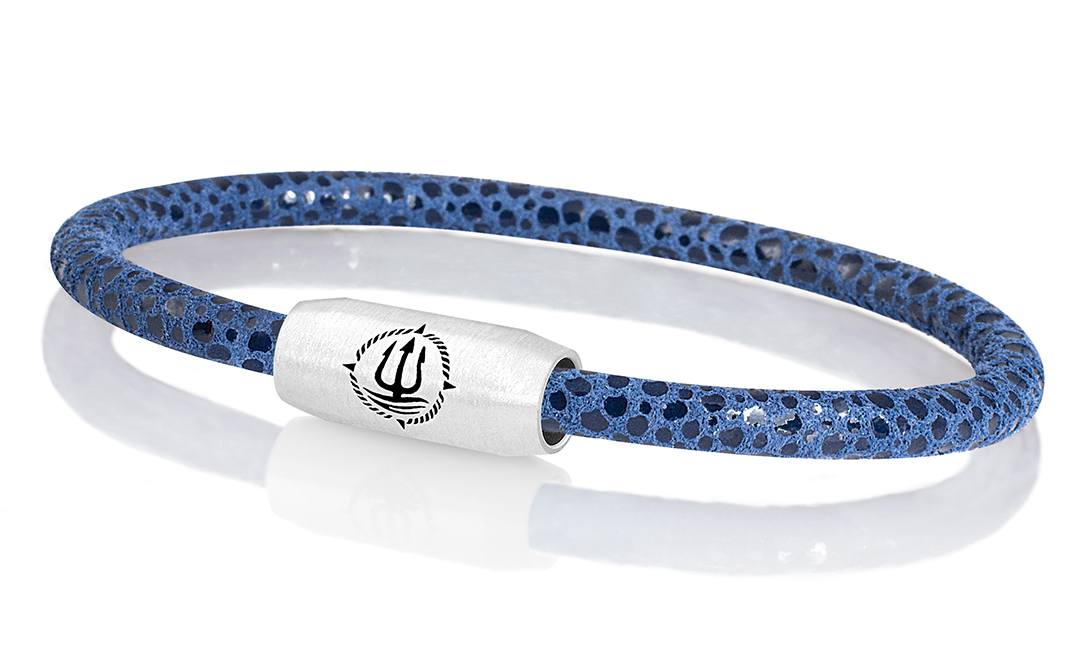 Leder Armband mit Rochen-Optik "Sylt" navy-blau 4mm Armband aus Rochenleder der Marke Seemannsgarn by Q-Sportz _ Modell "Sylt" navy-blau