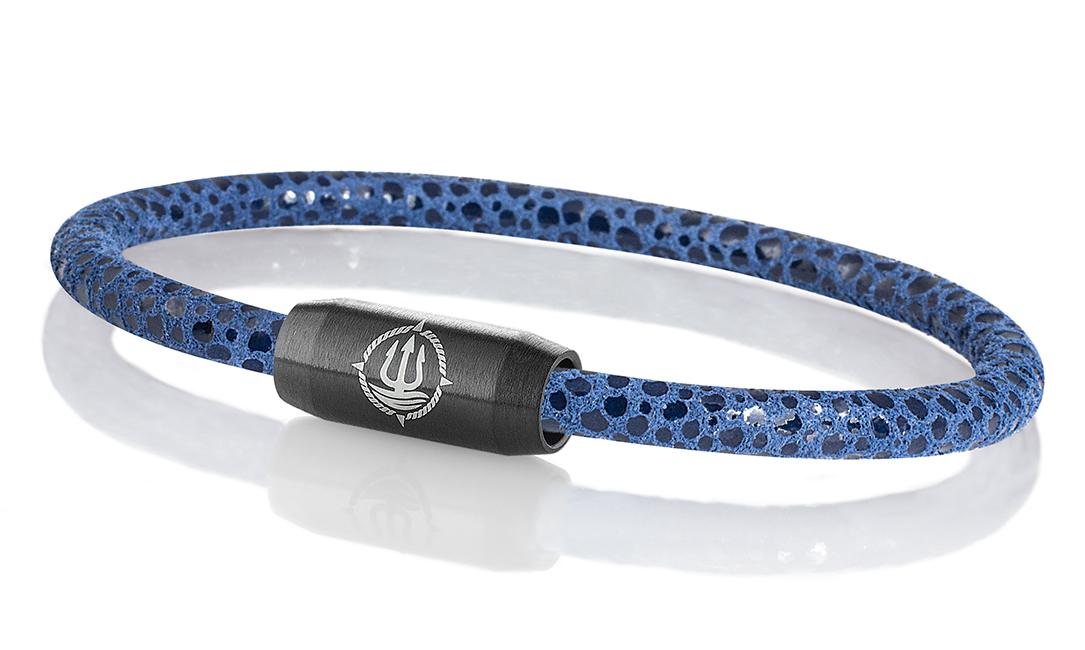 Leder Armband mit Rochen-Optik "Sylt" navy-blau 4mm Armband aus Rochenleder der Marke Seemannsgarn by Q-Sportz _ Modell "Sylt" navy-blau