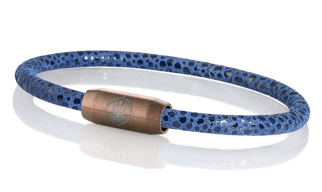 Leder Armband mit Rochen-Optik "Sylt" navy-blau 4mm Armband aus Rochenleder der Marke Seemannsgarn by Q-Sportz _ Modell "Sylt" navy-blau