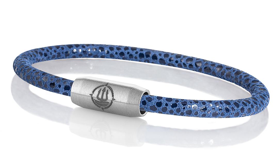 Leder Armband mit Rochen-Optik "Sylt" navy-blau 4mm Armband aus Rochenleder der Marke Seemannsgarn by Q-Sportz _ Modell "Sylt" navy-blau