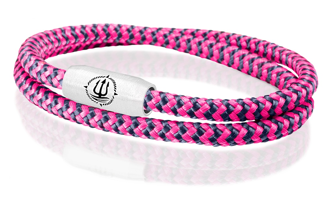 Segeltau Armband navy-blau-pink 4mm