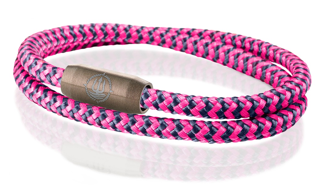 Segeltau Armband navy-blau-pink 4mm
