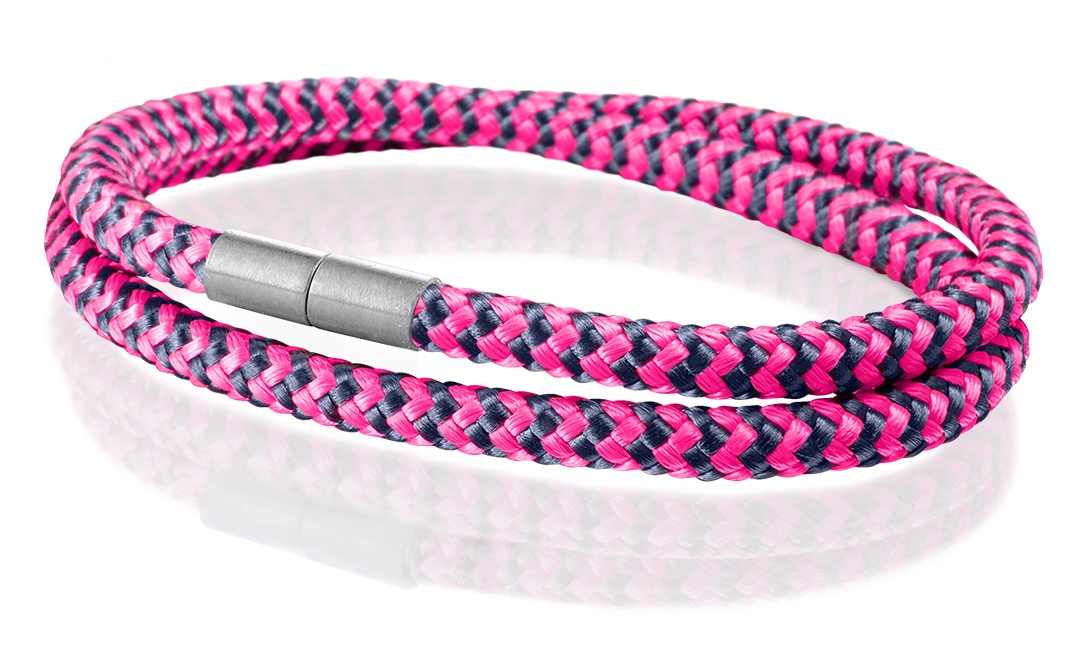 Segeltau Armband navy-blau-pink 4mm