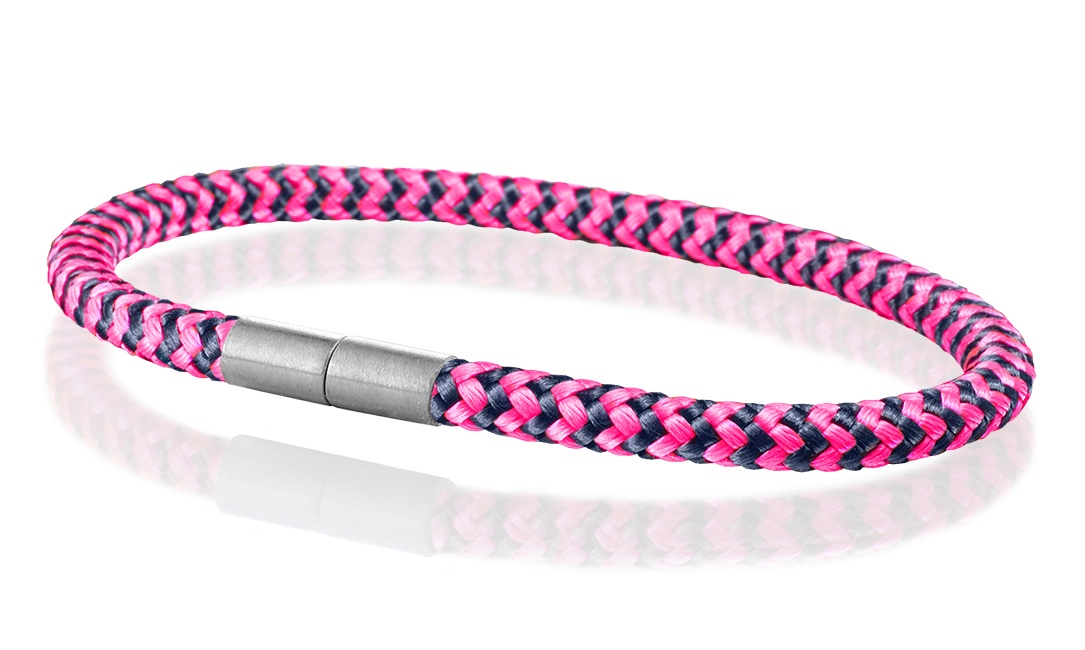 Segeltau Armband navy-blau-pink 4mm