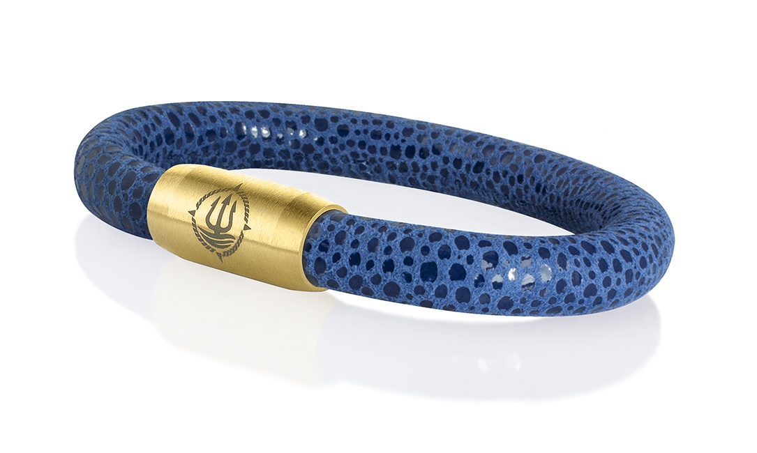 Leder Armband mit Rochen-Optik "Sylt" navy-blau 8mm Armband aus Rochenleder der Marke Seemannsgarn by Q-Sportz _ Modell "Sylt" navy-blau